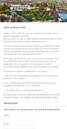 BBNerja pagina opmaak